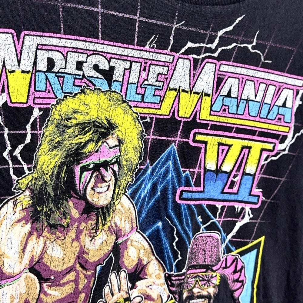 WWE Wrestlemania VI T-shirt Mens Size 2XL Ultimate Warrior Randy Savage Black - Picture 3 of 9